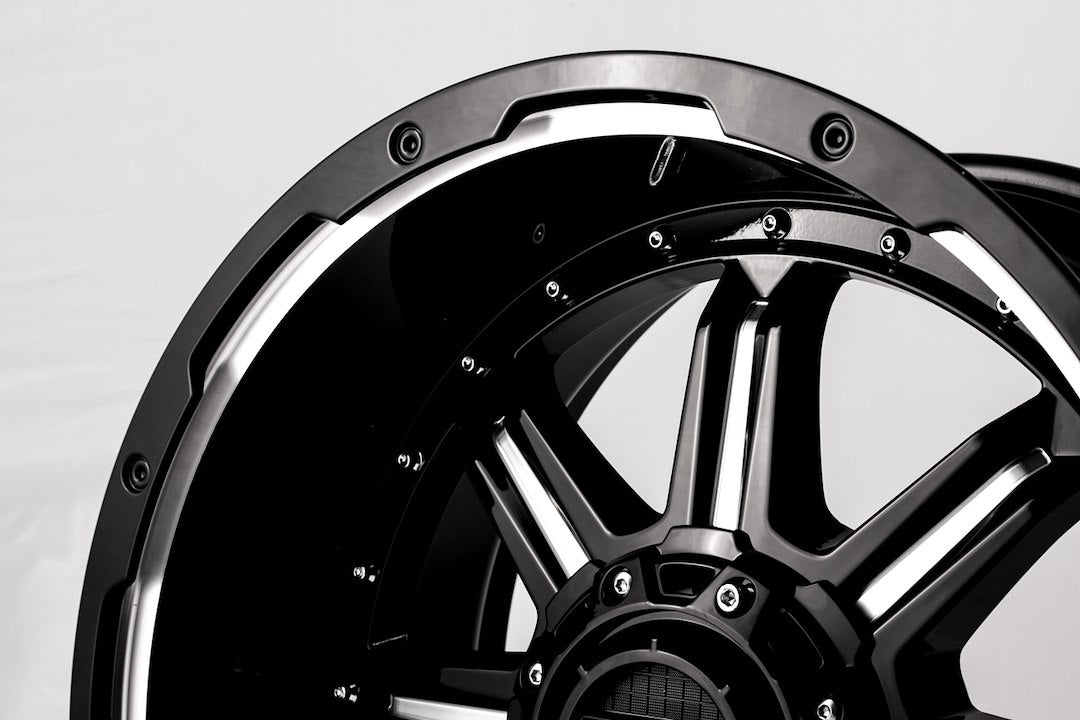 Product of Grid Wheels 17x9 Gloss Black With Natural Accents Wheel - 8x6.50 Bolt Pattern