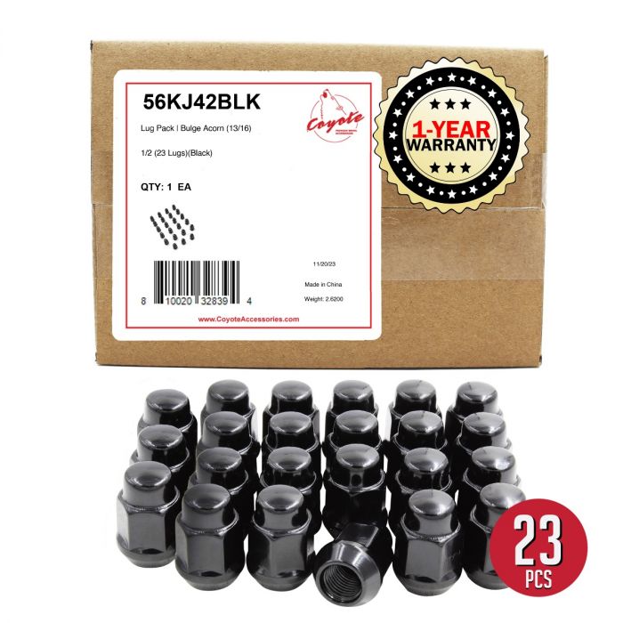 Product of Coyote Wheel Accessories 56KJ42BLK 60 Degree Conical Bulge 1/2x20 Lug Nut