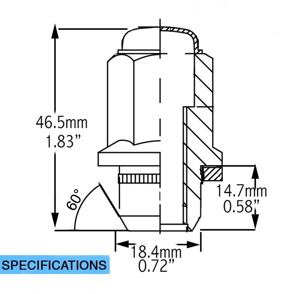 Product of Coyote Wheel Accessories 58KX45L Mag Shank 12x1.5 Lug Nut