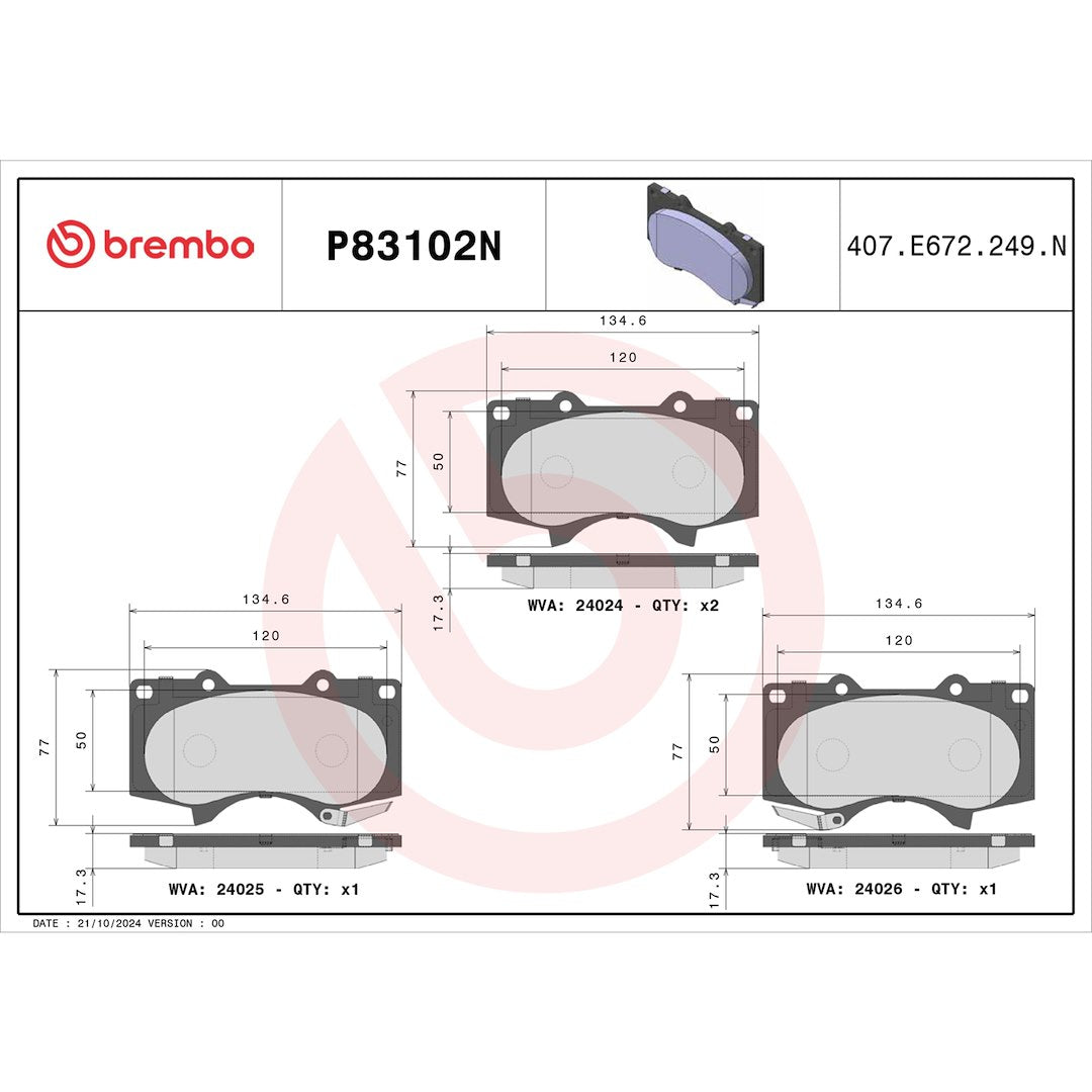 Brembo P83102n Brake Pad||p83102n_Drw.Jpg||91||brmp83102n||1755057