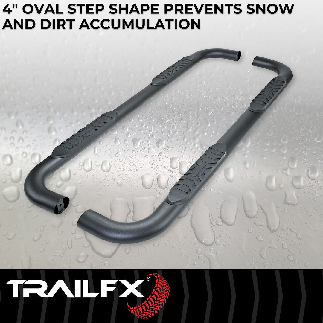 Product of TrailFX A1010B TFX 4" Oval Tube Side Steps Nerf Bar With Surface Steps