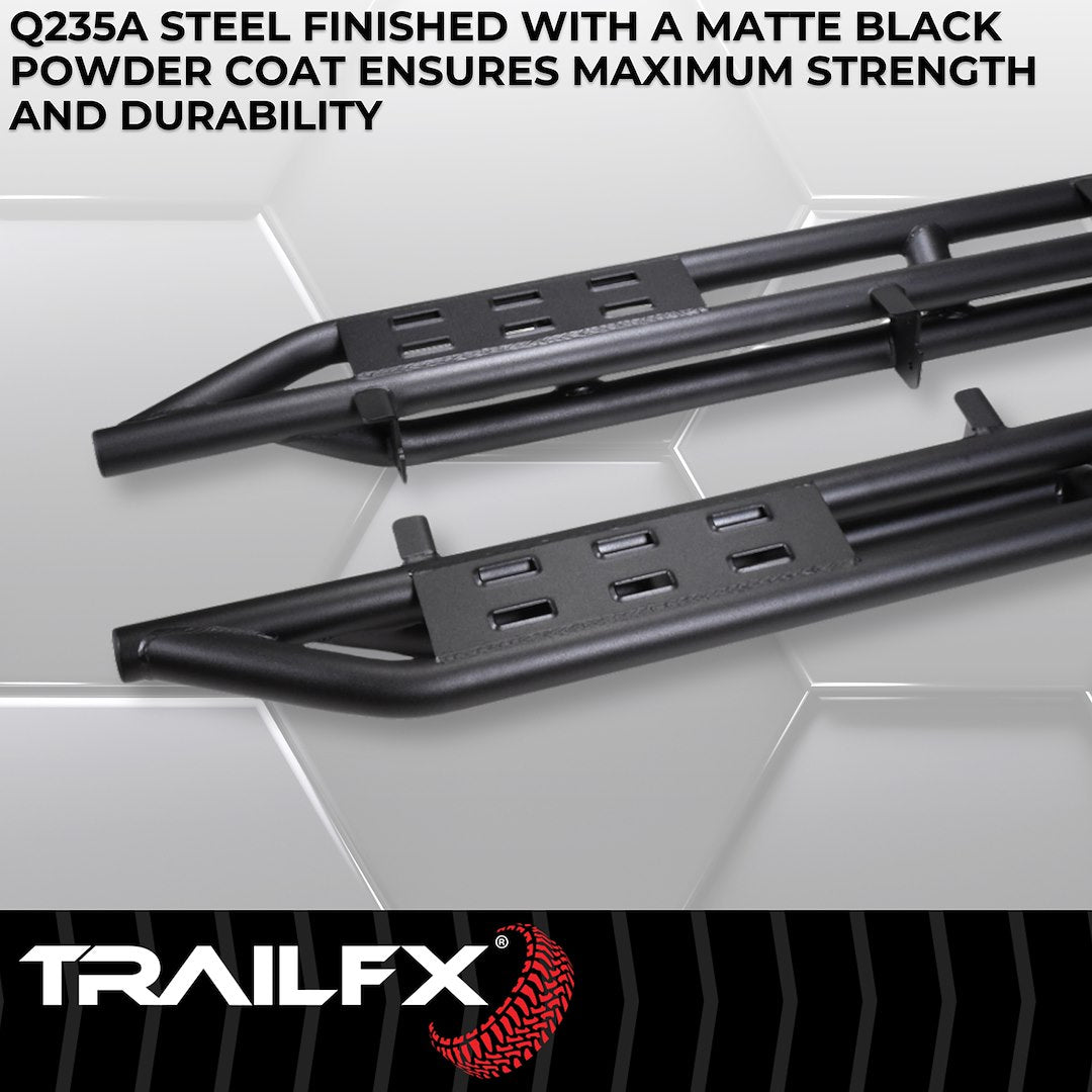 Product of TrailFX BR012T Black Steel Round Tube Rocker Panel Guard