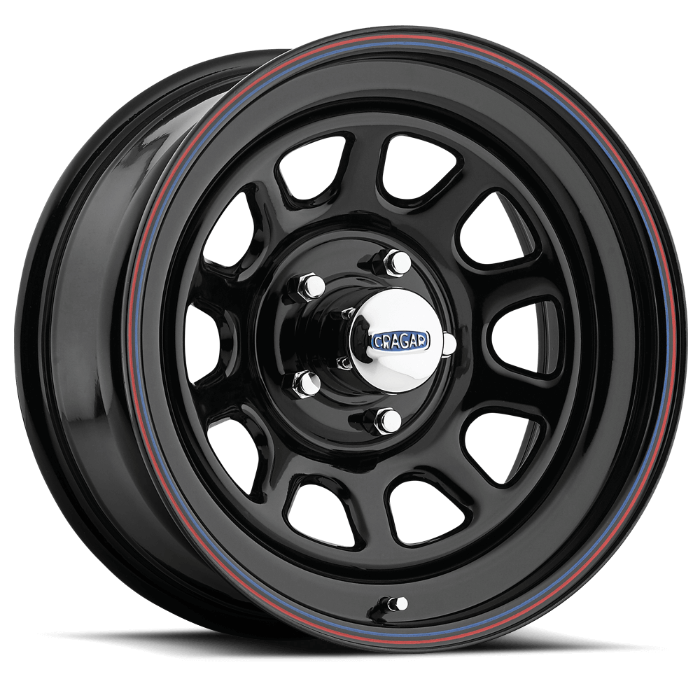 Product of Cragar 15x8 Black With Red And Blue Stripes Wheel - 5x4.50 Bolt Pattern