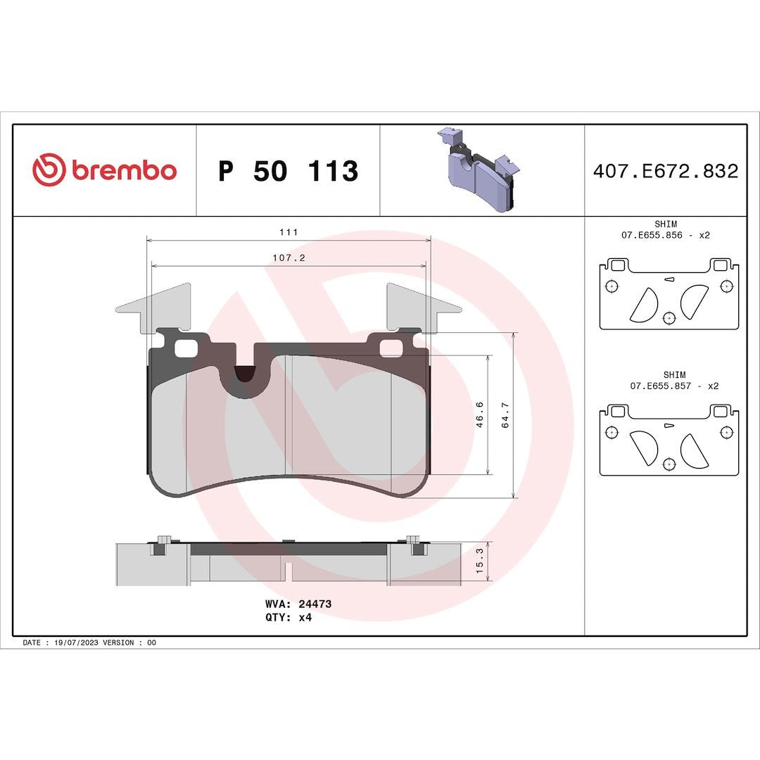 Brembo P50113 Brake Pad||p50113_Drw.Jpg||87||brmp50113||1753606