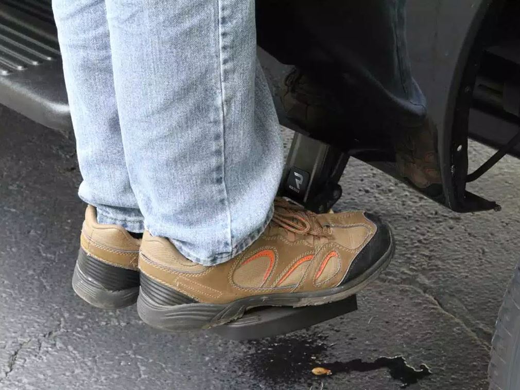 Product of Amp Research 75418-01A Black Powder Coated Die Cast Aluminum Truck Step