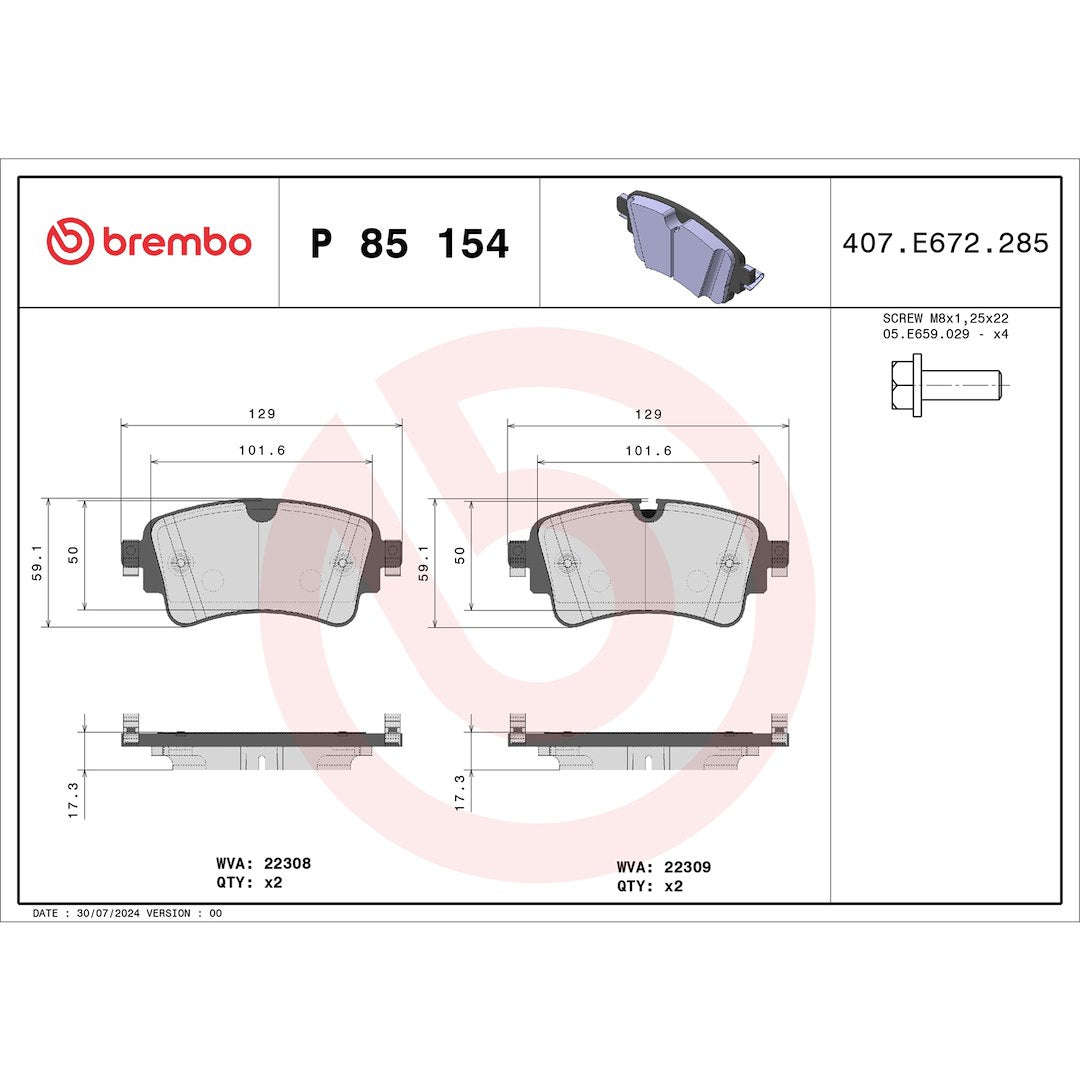 Brembo P85154 Brake Pad||p85154_Drw.Jpg||87||brmp85154||1754773