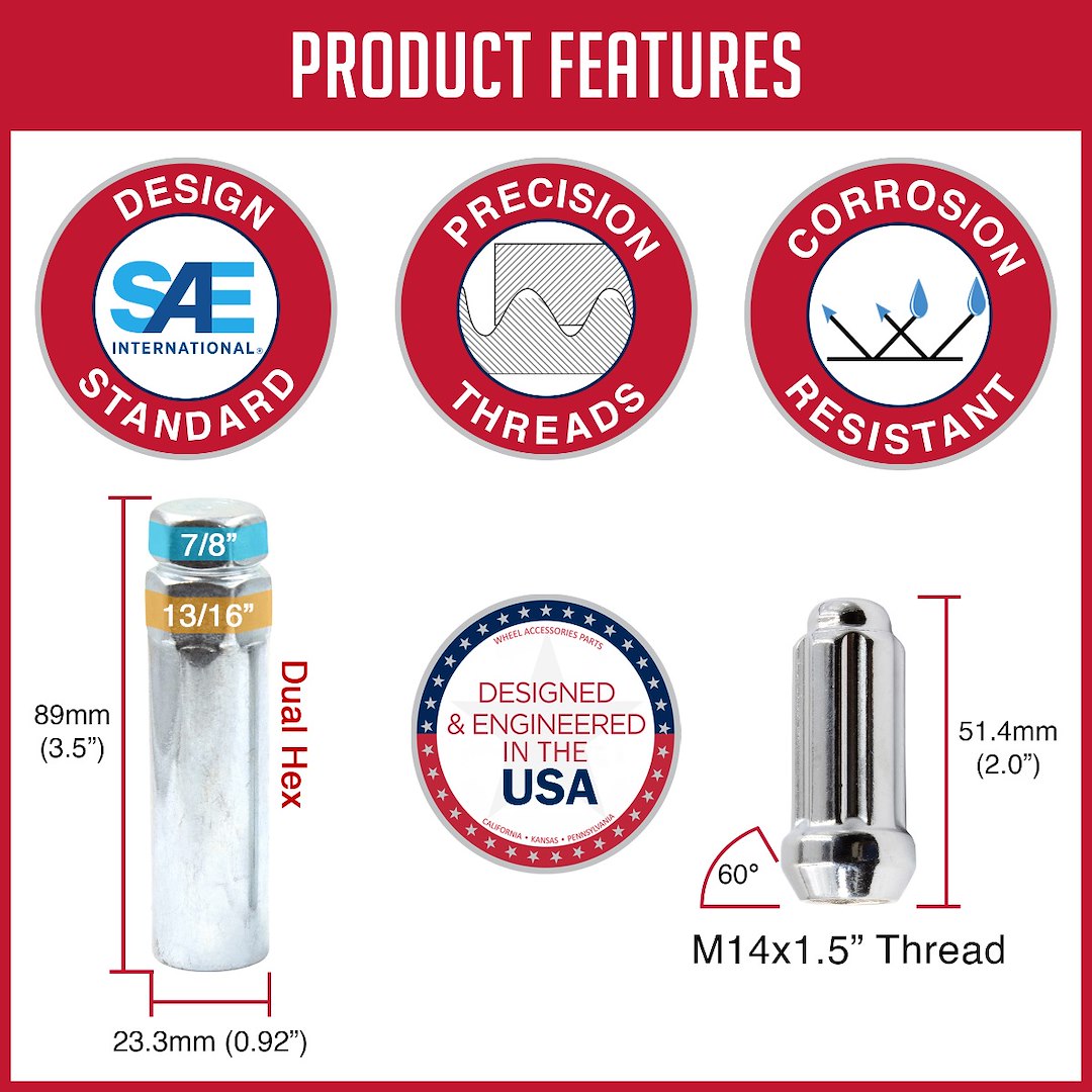 Product of Coyote Wheel Accessories 63K848 60 Degree Conical 14x1.5 Lug Nut