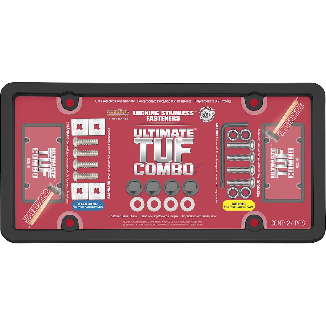 Cruiser 62510 License Plate Frame||62510_P01-Ultimate-Tuf-Combo_Black_Clear-Inpack.Jpg||86||c3462510||914288