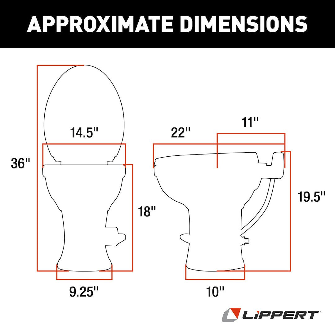 Product of Lippert Components 2022113192 Permanent Full Bowl Flush Toilet , 18 Inch