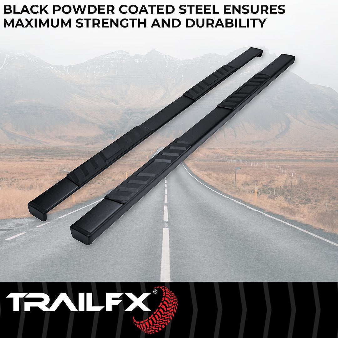 Product of TrailFX A4012B TFX 4" Trapezoid Side Steps Nerf Bar With Surface Steps