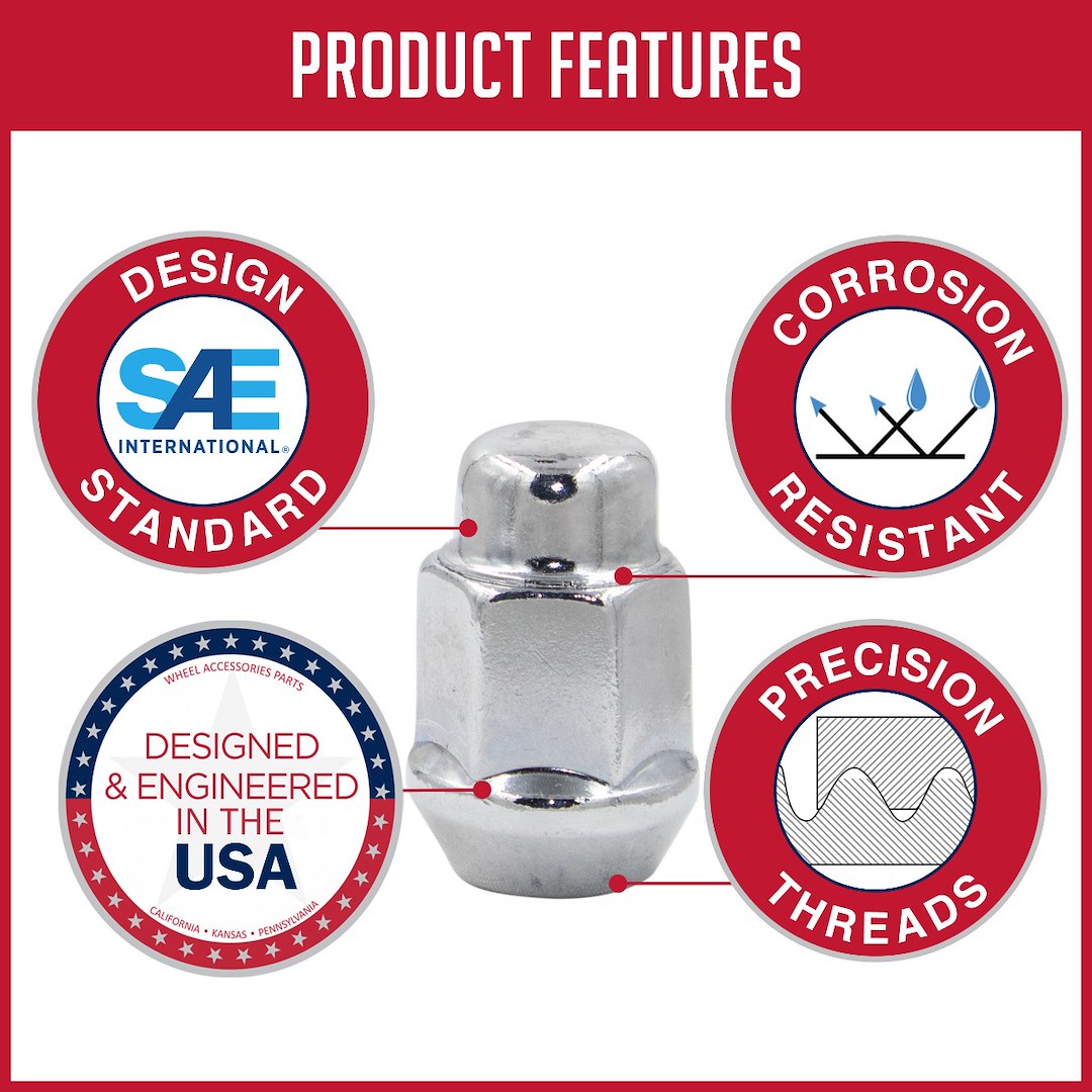 Product of Coyote Wheel Accessories 87K545 60 Degree Conical Bulge 12x1.5 Lug Nut