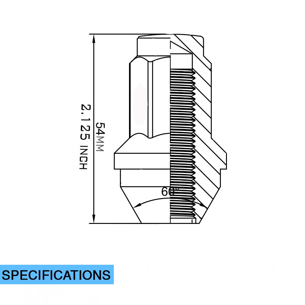Product of Coyote Wheel Accessories 511173BLK 60 Degree Conical 14x2.0 Lug Nut