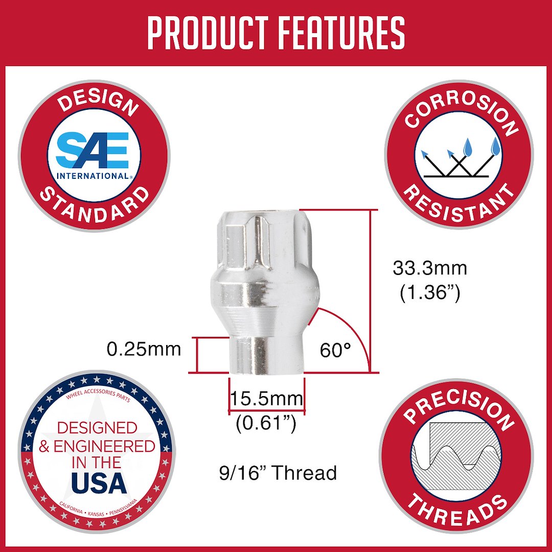 Product of Coyote Wheel Accessories 221167 ET Shank 9/16x18 Lug Nut