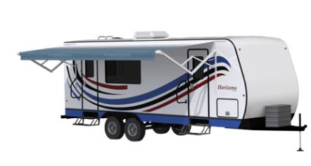 Product of Carefree RV QZ2168D8DRB RV Patio Electric/ Manual Awning , Black/ Gray Dune Stripes