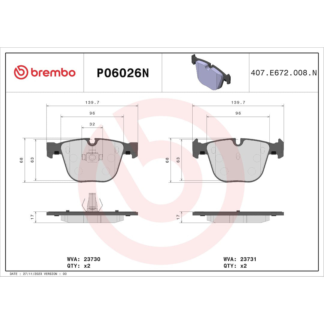 Brembo P06026n Brake Pad||p06026n_Drw.Jpg||87||brmp06026n||1752187