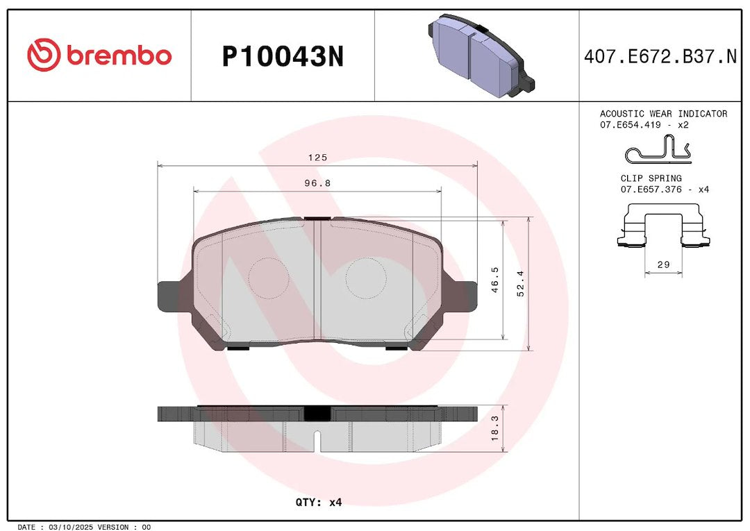 Brembo P10043n Brake Pad||p10043n_2.Jpg||86||brmp10043n||2091650