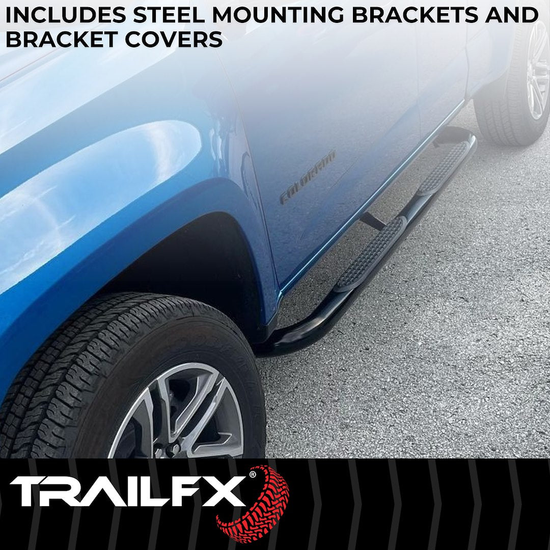 Product of TrailFX A0067T TFX Round Tube Side Steps Nerf Bar With Surface Steps