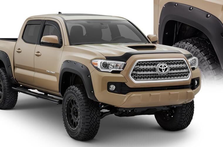 Product of Bushwacker 30922-02 Pocket Style/ Exposed Fasteners Black Fender Flare - Set Of 4