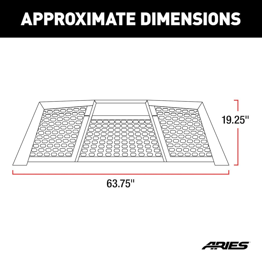 Product of Aries 1110117 Bolt-On Black Carbide Powder Coated Octagonal Grid Mesh Headache Rack