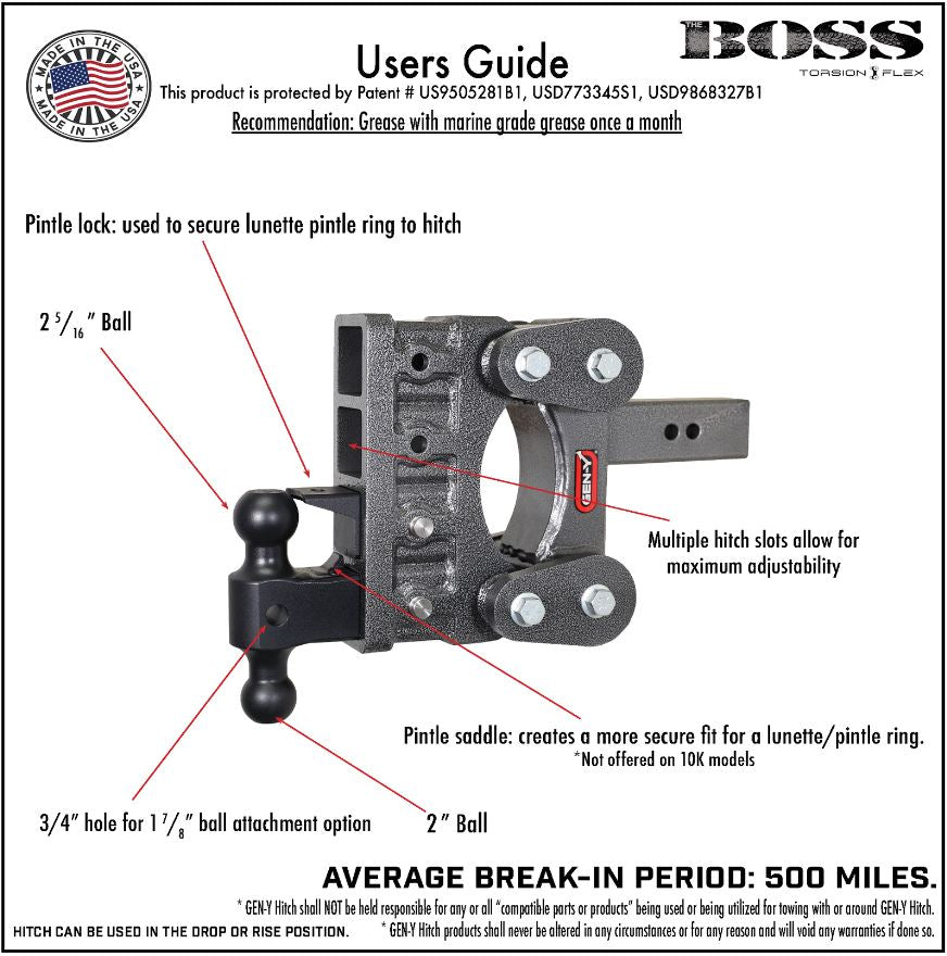 Product of Gen-Y Hitch GH-1814 Receiver Trailer Hitch Ball Mount