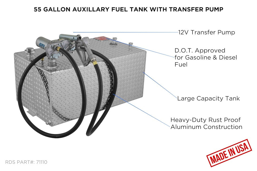 Product of RDS Tanks 71110 Diesel/ Gasoline Liquid Transfer Tank 55 Gallon Rectangular