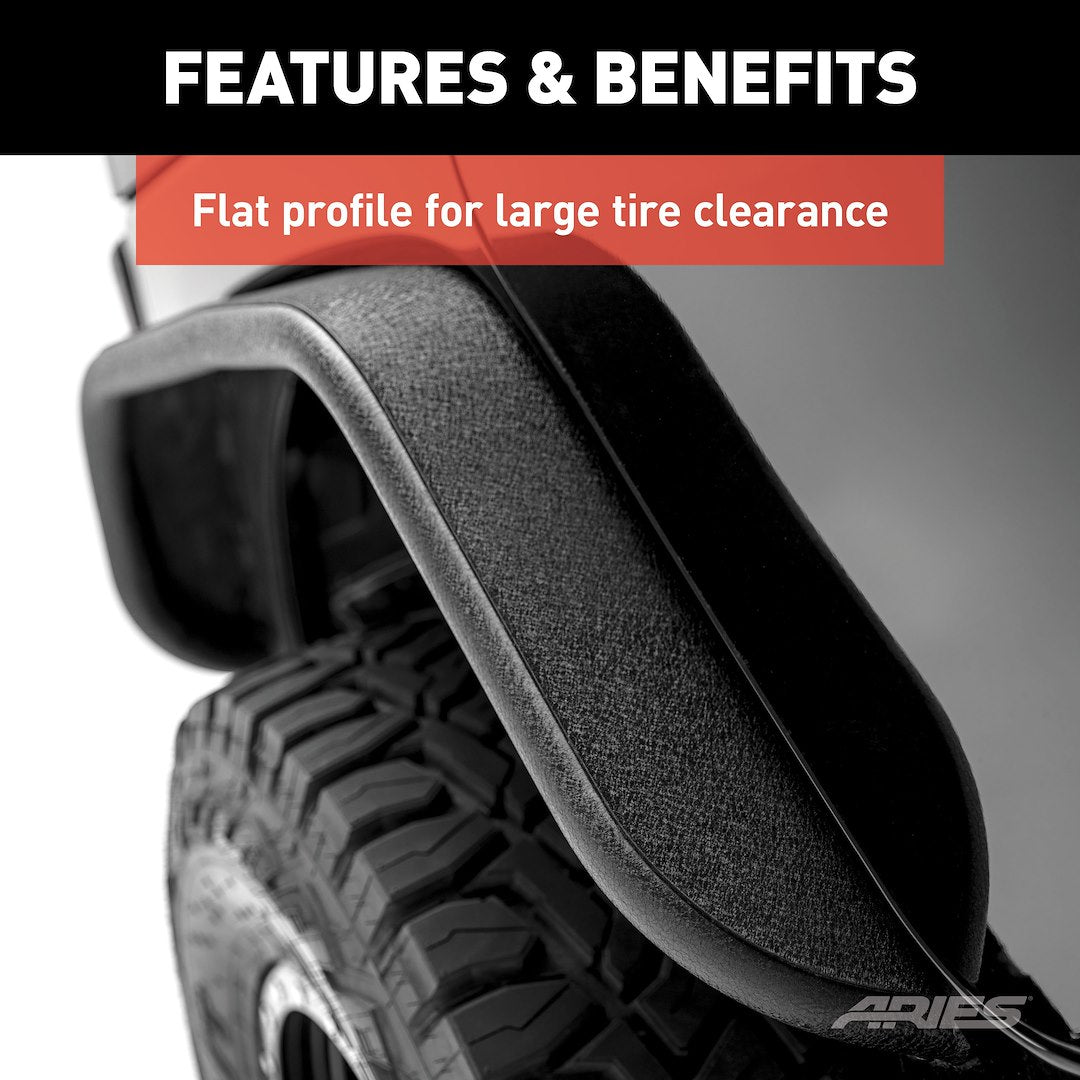 Product of Aries 2500201 Non-Exposed Fasteners Black Fender Flare - Set Of 2