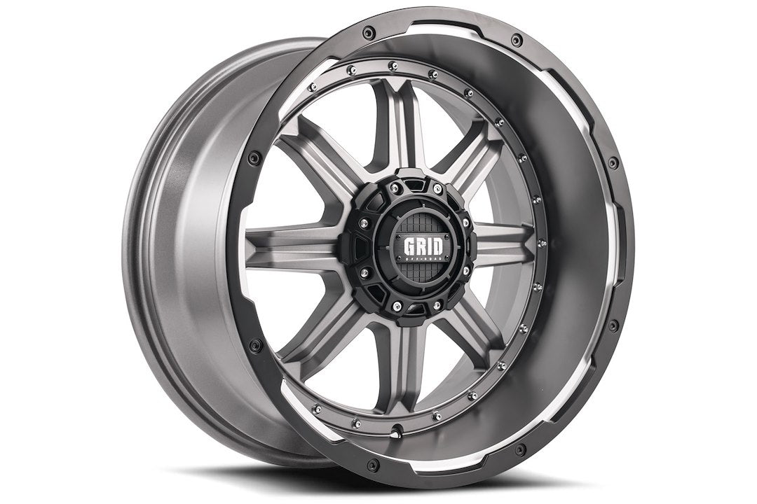 Product of Grid Wheels 18x9 Anthracite Gray With Black Lip Wheel - 6x5.31 Bolt Pattern