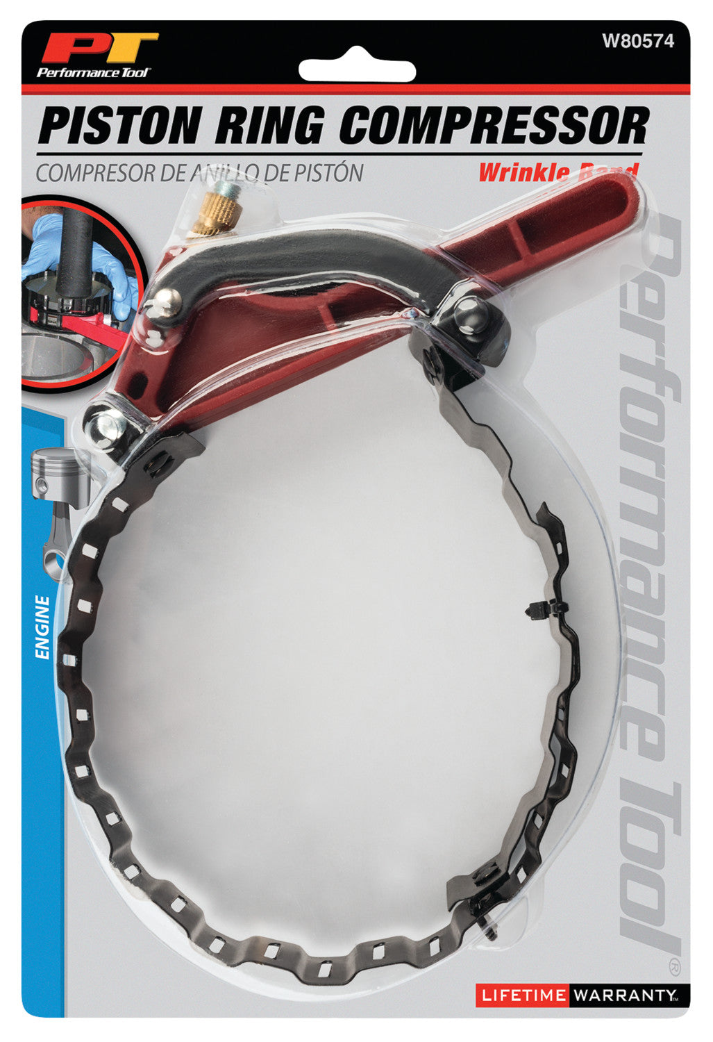 Performance Tool W80574 Piston Ring Compressor||w80574_Pkg.Jpg||86||ptlw80574||1666027