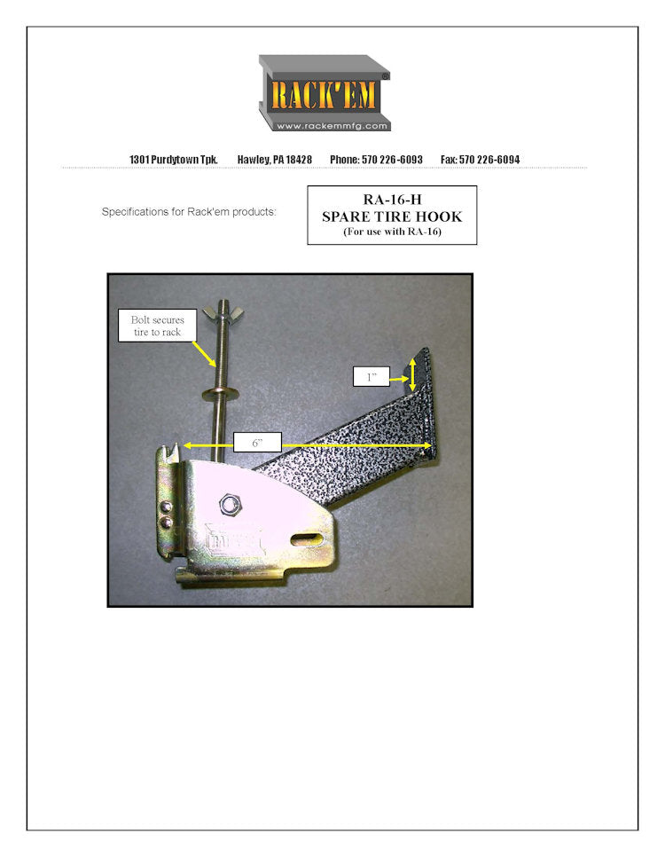 Rack-Em Ra-16 Spare Tire Carrier||ra-16_6.Jpg||91||rkmra16||1036343