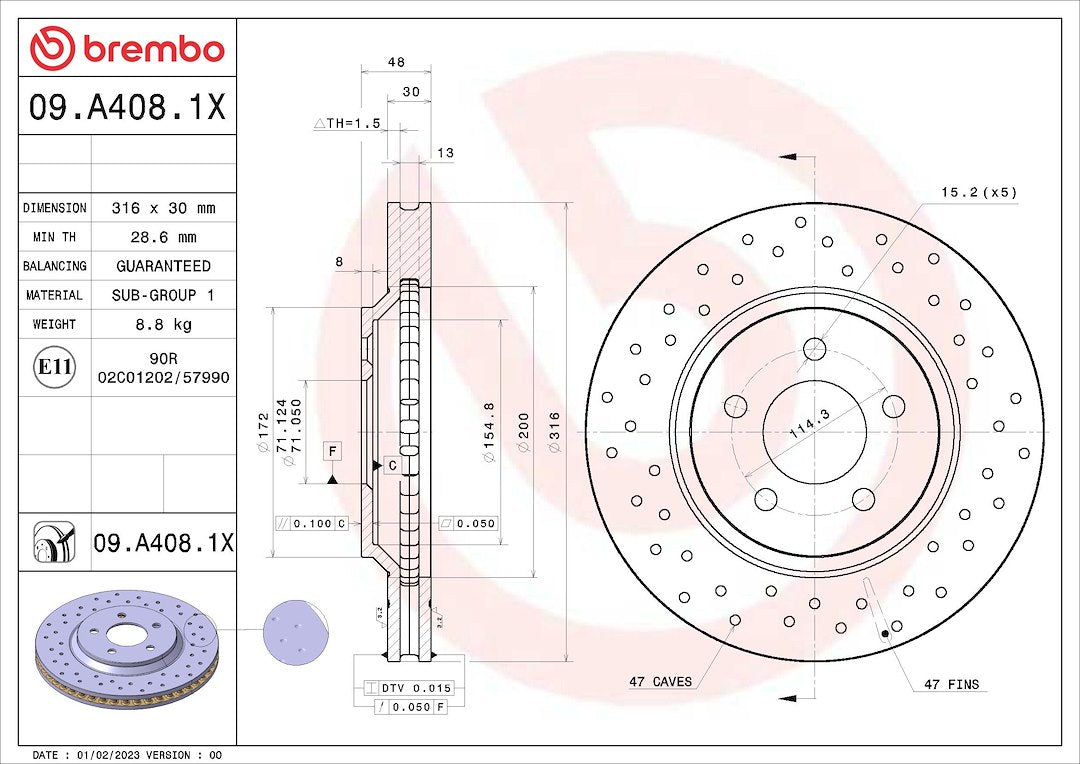 Brembo 09a4081xc02 Brake Rotor||09a4081xc02.Jpg||85||brm09a4081x||1684233