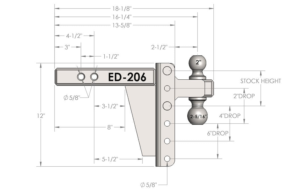 Bulletproof Hitches Ed206 Trailer Hitch Ball Mount||ed206 (2).Jpg||91||bphed206||1436121