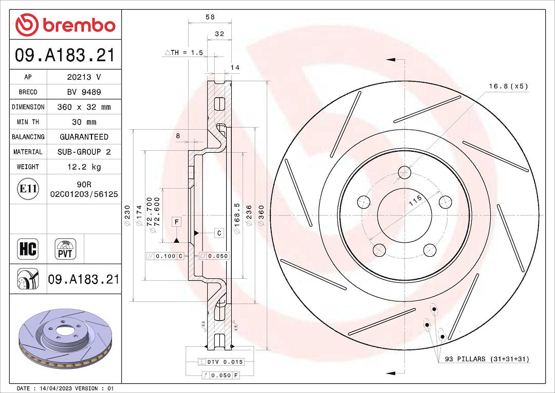 Brembo 09a18321c02 Brake Rotor||09a18321c02_3.Jpg||88||brm09a18321||1684230