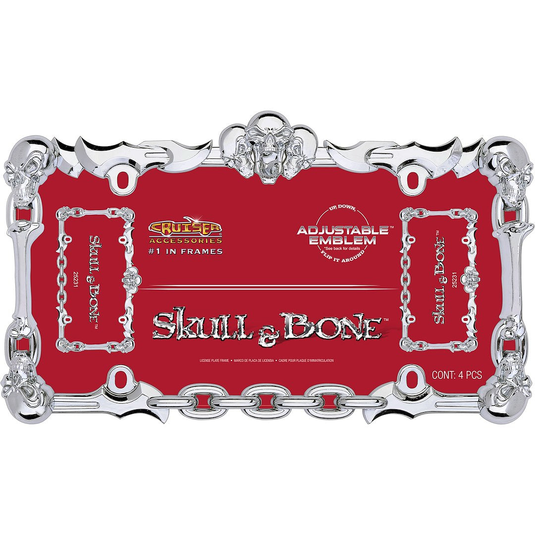 Cruiser 25231 License Plate Frame||25231_P01-Skull-And-Bone_Chrome-Inpack.Jpg||86||c3425231||899243