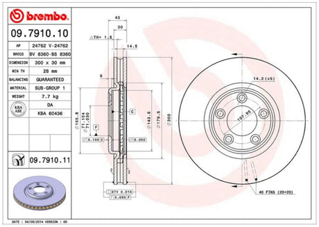 Product of Brembo 09791011C02 Vented 1 Piece Brake Rotor