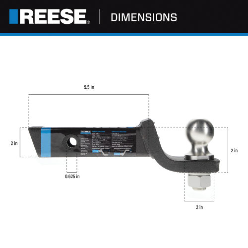 Product of Reese 7096600 Receiver Trailer Hitch Ball Mount