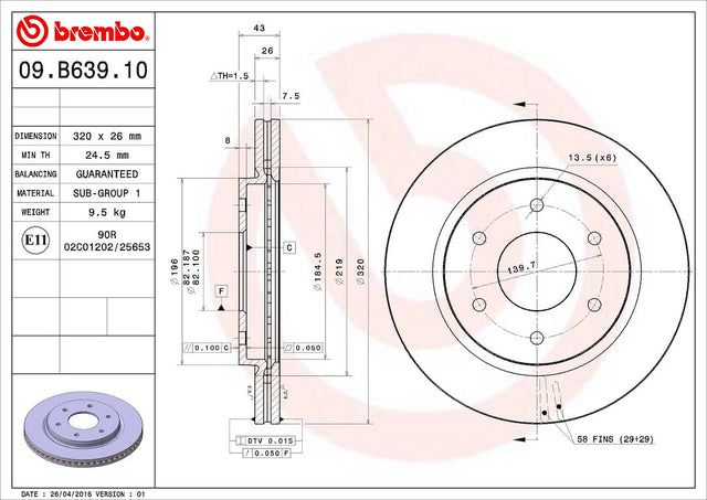 Product of Brembo 09b63910c02 Brake Rotor
