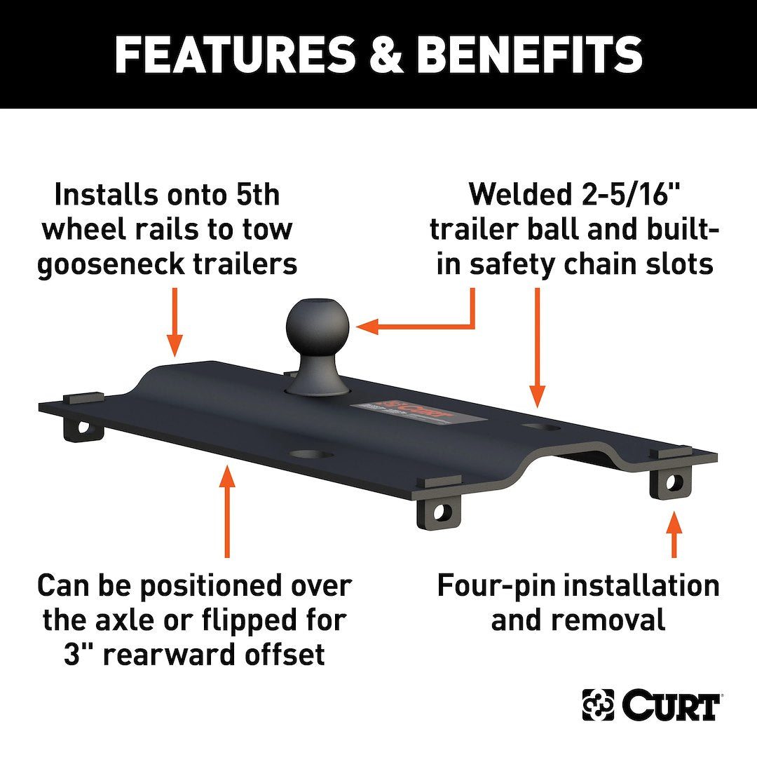 Product of Curt 16055 Fifth Wheel Trailer Hitch Conversion Kit