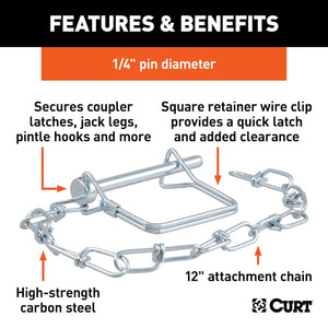 Product of Curt 25013 Trailer Coupler Safety Pin Clip
