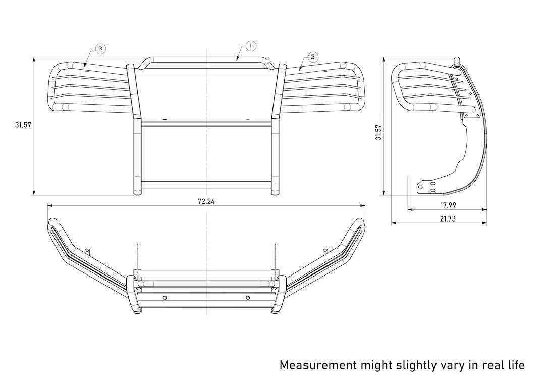 Product of Black Horse Offroad 17GD26MSS-PLFB Grille Guard  