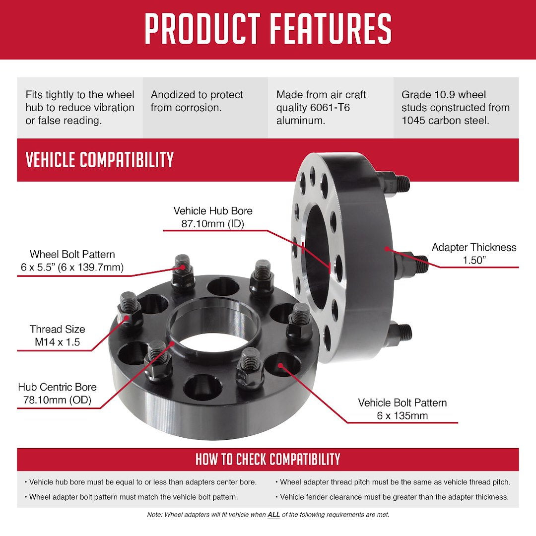Coyote Wheel Accessories 6135-6550h-C Wheel Adapter||6135-6550h-C_Features_2.Jpg||89||rev61356550hc||956611