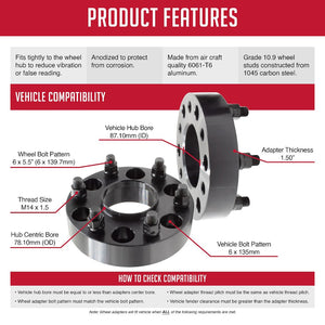 Coyote Wheel Accessories 6135-6550h-C Wheel Adapter||6135-6550h-C_Features_2.Jpg||89||rev61356550hc||956611