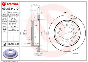 Product of Brembo 09A33411C02 Vented 1 Piece Brake Rotor 