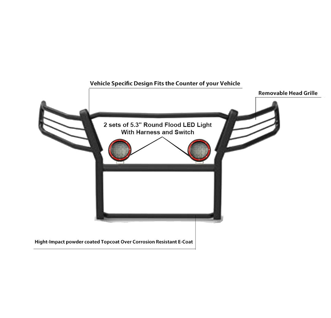 Product of Black Horse Offroad 17GC15MA-PLFR Grille Guard  