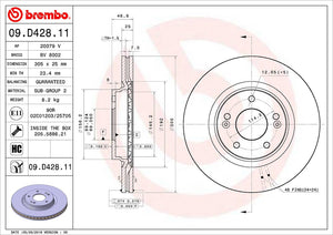 Product of Brembo 09D42811C02 Vented 1 Piece Brake Rotor 