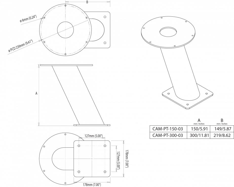 Product of Scanstrut Cam-Pt-150-03 Surveillance System Camera Mount