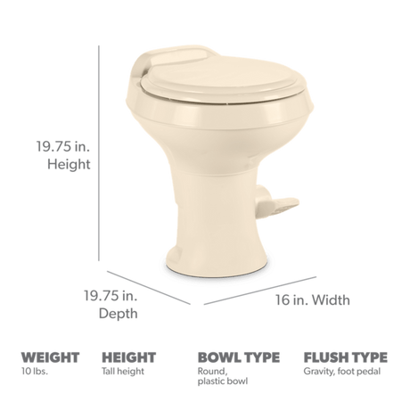 Product of Dometic 302300073 Permanent Full Bowl Flush Toilet , 18-1/4 Inch 