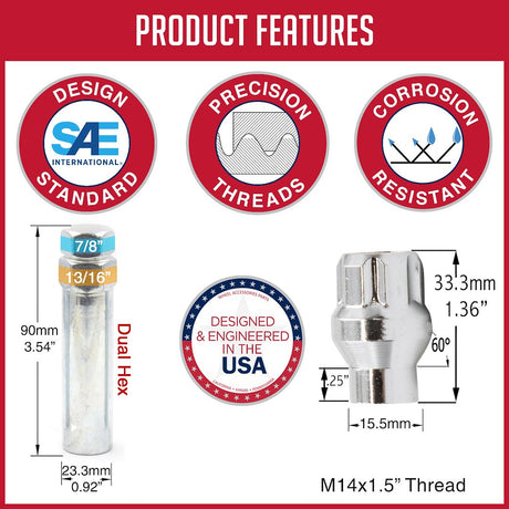 Product of Coyote Wheel Accessories 22K848 ET Shank 14x1.5 Lug Nut 
