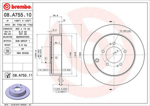 Product of Brembo 08A75511C02 Solid 1 Piece Brake Rotor 