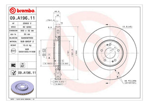 Product of Brembo 09A19611C02 Vented 1 Piece Brake Rotor 
