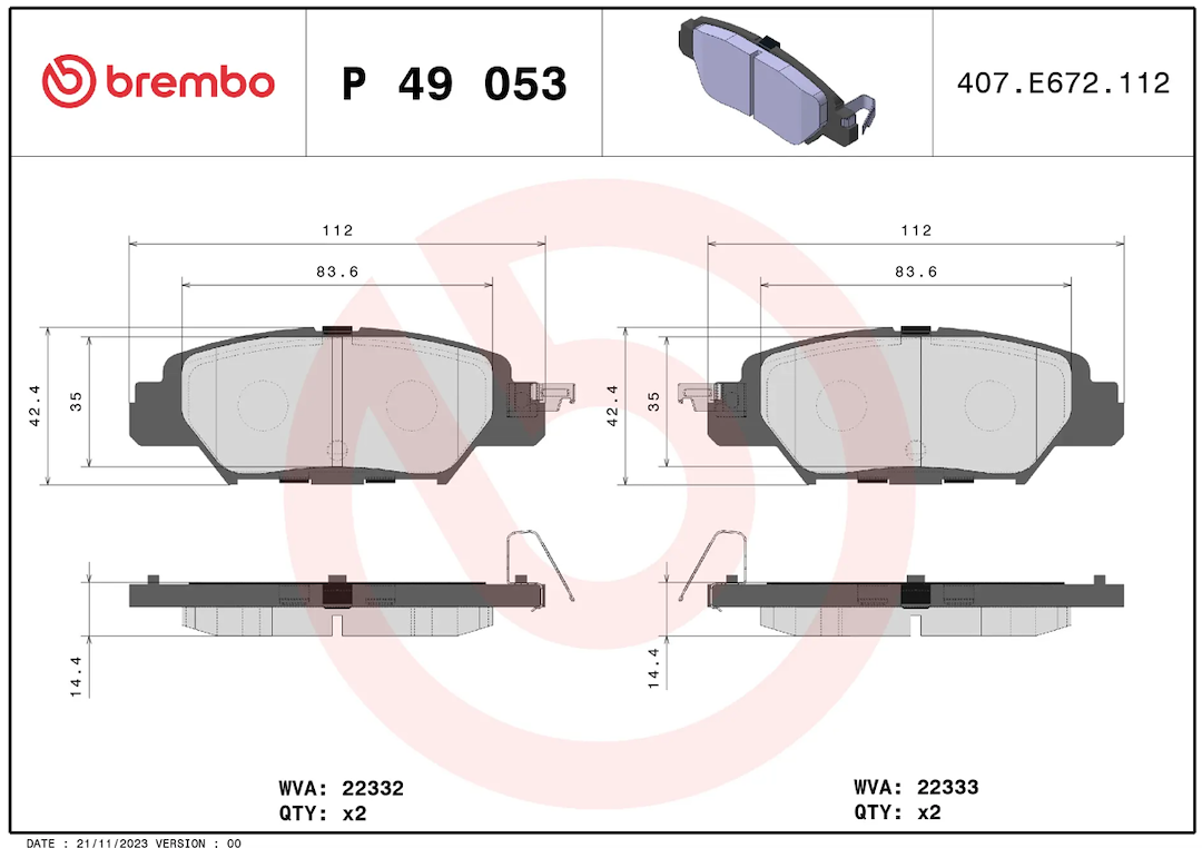 Brembo P49053 Brake Pad||p49053_3.Png||88||brmp49053||1684652